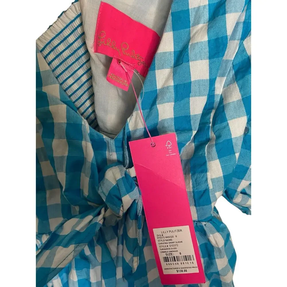 Lilly Pulitzer Sarafina Gingham Babydoll Boho Preppy Casual Office Coquette 0